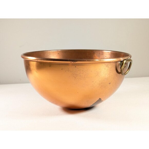 Vintage 8" copper mixing bowl, round bottom copper bowl vintage home decor, - Picture 3 of 10